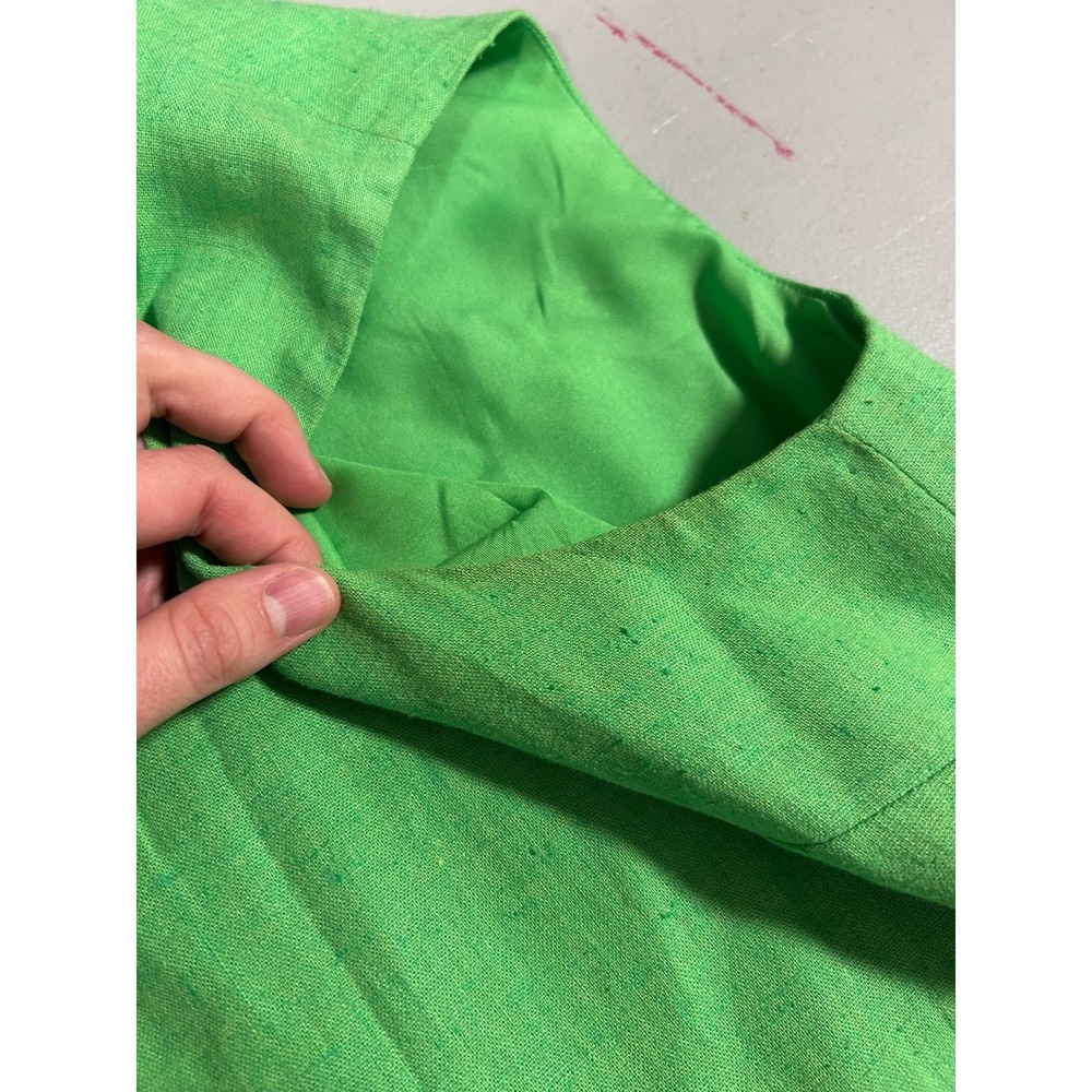 Betsy Lauren 90s Y2K Green Linen Blend Dragonfly Embroidered Sheath Dress M/L 14 - Picture 9 of 10